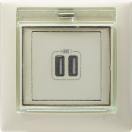 VALENA Розетка двойная USB слоновая кость Legrand/Daccord 774170