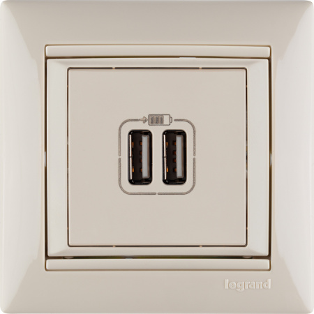 VALENA Розетка двойная USB слоновая кость Legrand/Daccord 774170