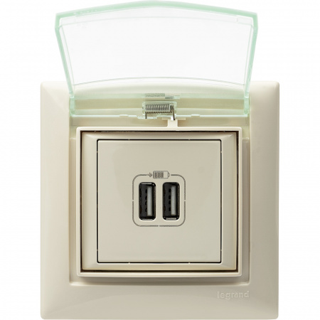 VALENA Розетка двойная USB слоновая кость Legrand/Daccord 774170