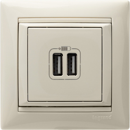 VALENA Розетка двойная USB слоновая кость Legrand/Daccord 774170