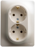 GLOSSA Розетка двойная с заземлением перламутр в сборе Systeme Electric GSL000624