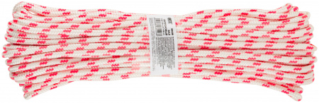 Фал капроновый плетеный 16-ти прядный с сердечником 6 мм х 20 м, р/н= 700 кгс FIT РОС 68426