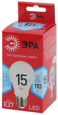 Б0046356 Лампа светодиодная A60-15W-840-E27 R диод, груша, 15Вт, нейт, E27 ЭРА 