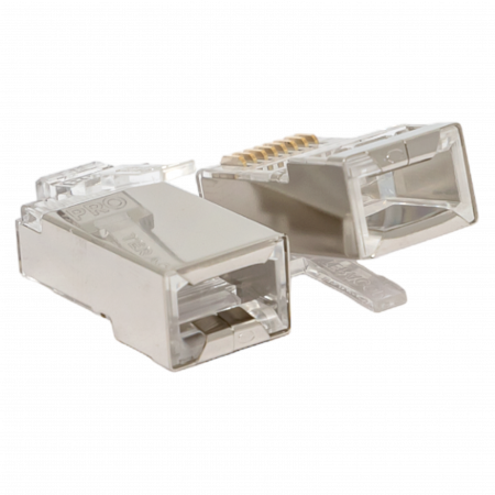 Коннектор RJ-45 TERACOM PRO экранированный 8P8C 30мкд Cat.5E универсальный (1 упак. - 20шт.) EKF TRP-PLUG-5EFTP-20