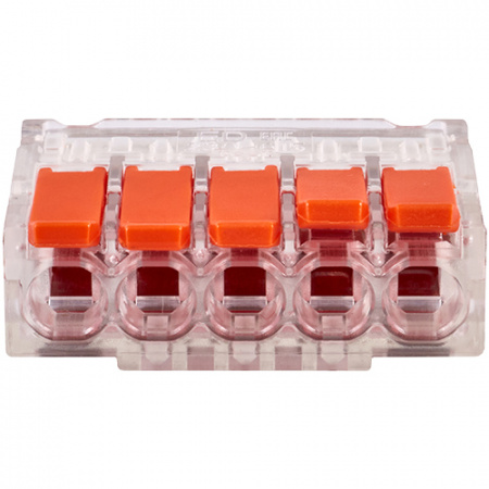 Клемма соединительная  5-контактная Elеctrodeel. Диапазон сечений 0.5-6.0 мм2. Номинальный ток/напряжение: 41А/450В. Electrodeel ED 230-615