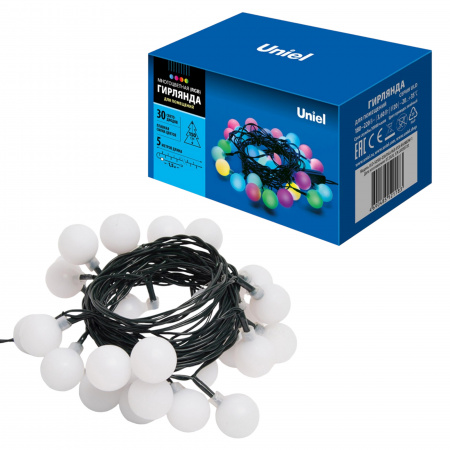 Гирлянда светодиодная Радуга-1 5м 30 светодиодов RGB свет Провод зеленый ULD-S0500-030/DGA RGB IP20 RAINBOW-1 Uniel UL-00005470