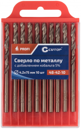 Сверло по металлу Cutop Profi с кобальтом 5%, 4.2 x 75 мм (10 шт) CUTOP 48-42-10