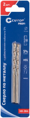 48-364 Сверло по металлу Cutop Profi с кобальтом 5% 3.2 x 65 мм, 2 шт CUTOP 