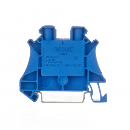 TUR-6-BU Клемма проходная , винтовой зажим, 2 точки подключения, 6 кв.мм, синяя DKC 