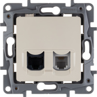 ETIKA Розетка телефонная+компьютерная RJ11+RJ45 категория 5 UTP слоновая кость Legrand/Daccord 672352