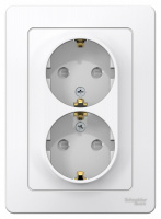 BLANCA скрытой установки розетка двойная с заземлением со шторками, 16А, 250В, белый Systeme Electric BLNRS001121