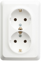 ЭТЮД Розетка двойная скрытой установки с заземлением без шторок 16А 250B, белый Systeme Electric PC16-107B