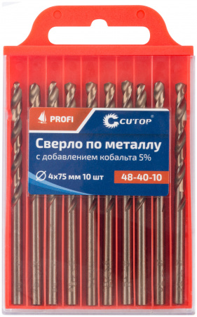 48-40-10 Сверло по металлу Cutop Profi с кобальтом 5%, 4 x 75 мм (10 шт) CUTOP 