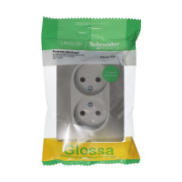 GLOSSA розетка двойная без заземления в сборе платина Systeme Electric GSL001220