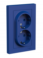 ATLASDESIGN РОЗЕТКА двойная с заземлением со шторками, 16А, в сборе, АКВАМАРИН Systeme Electric ATN001126