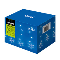 Занавес светодиодный фигурный с контроллером Снегопад 10 нитей 100 светодиодов Размер 2.7х0.6м Цвет свечения белый IP20 Провод прозрачный Упаковка картон ULD-E2706-100/DTA WHITE IP20 SNOWFALL Uniel 11129