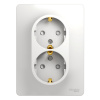 GLOSSA Розетка двойная с заземлением со шторками в сборе белая Systeme Electric GSL000126