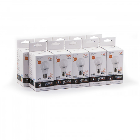 Лампа светодиодная LED 7 Вт 520 лм 3000К AC180-240В E27 А60 (груша) теплая Elementary GAUSS 23217A