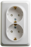 ЭТЮД Розетка угловая двойная наружная с заземлением со шторками 16А 250B белый Systeme Electric PA16-108B