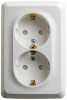 ЭТЮД Розетка угловая двойная наружная с заземлением со шторками 16А 250B белый Systeme Electric PA16-108B