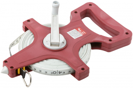 17663 Рулетка землемерная, красный открытый корпус, фибергласовая лента 30 м КУРС 
