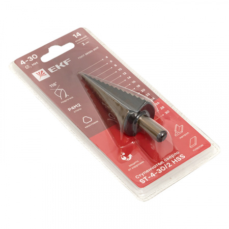 ST-4-30/2 Cверло ступенчатое HSS (14 ступ.) EKF 