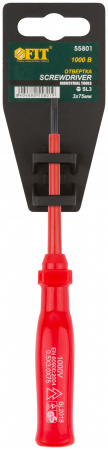 55801 Отвертка изолированная 1000 В, CrV сталь, пластиковая ручка 3х75 мм SL FIT 