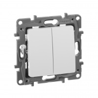 ETIKA Переключатель двухклавишный белый автоматические зажимы 10AX Legrand/Daccord 672212