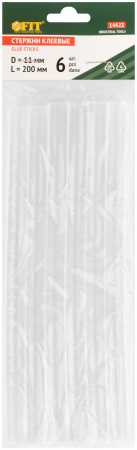 Стержни клеевые бесцветные д.11 мм х 200 мм, 6 шт FIT 14422