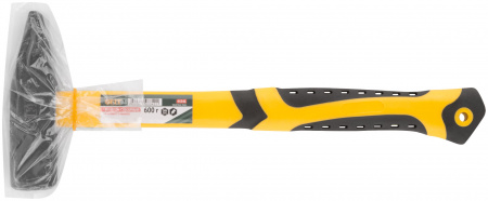 Молоток кованый, фиберглассовая усиленная ручка, антивибрационные накладки, Профи 600 гр. FIT 44346