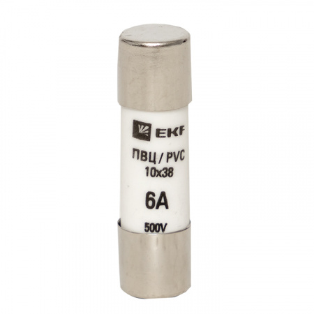 pvc-10x38-6 Плавкая вставка цилиндрическая ПВЦ 10х38 6А EKF pvc-10х38-6