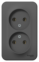 Розетка BLANCA наружная двойная, без заземления, без шторок, с изолирующей пластиной, 16А, 250В, антрацит Systeme Electric BLNRA000216