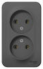Розетка BLANCA наружная двойная, без заземления, без шторок, с изолирующей пластиной, 16А, 250В, антрацит Systeme Electric BLNRA000216