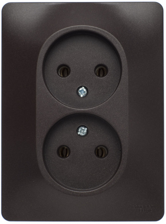 GLOSSA Розетка двойная без заземления шоколад в сборе Systeme Electric GSL000820