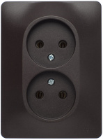 GLOSSA Розетка двойная без заземления шоколад в сборе Systeme Electric GSL000820