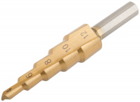 Сверло ступенчатое HSS по металлу, 5 ступеней, 4-12 мм MOS 36381М