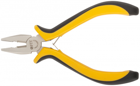 51632 Плоскогубцы комбинированные ''мини'' Профи, никелированное покрытие, черн.-желт.мягк. ручки 125 мм FIT 