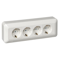 Розетка ОУ С ЗК 4 Я монтажная плата белая Systeme Electric RA16-411M-BI