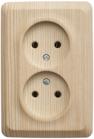 ЭТЮД Розетка угловая двойная открытой установки без заземления без шт. 16А 250B,сосна Systeme Electric PA16-105D