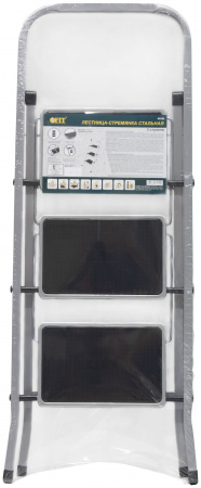 65382 Лестница-стремянка стальная, 3 широкие ступени, Н=105 см, вес 4.7 кг FIT РОС 