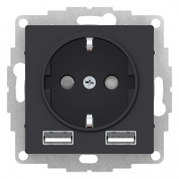 Розетка ATLASDESIGN 16А+USB  A+A, механизм, КАРБОН Systeme Electric ATN001030