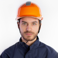 Защитная каска BASEBALL DIAMOND V UP из ABS оранжевого цвета с храповым механизмом Delta Plus DIAM5UPORFL