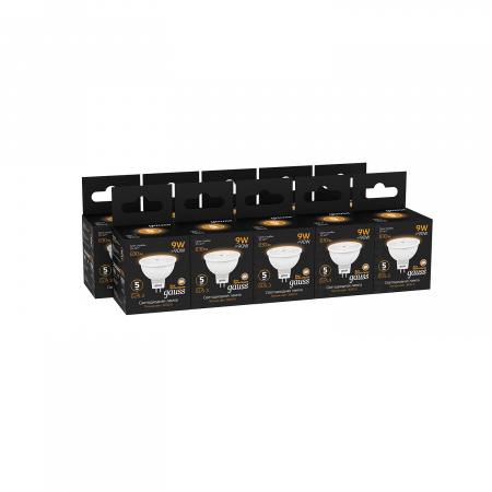 Лампа светодиодная LED 9 Вт 830 лм 3000К AC150-265В GU5.3 софит MR16 теплая Black GAUSS 101505109