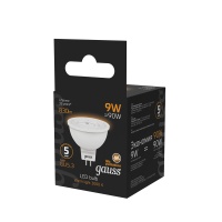 Лампа светодиодная LED 9 Вт 830 лм 3000К AC150-265В GU5.3 софит MR16 теплая Black GAUSS 101505109