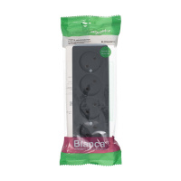 Розетка BLANCA наружная четырехпостовая, без заземления, без шторок, с изолирующей пластиной, 16А, 250В, антрацит Systeme Electric BLNRA000416