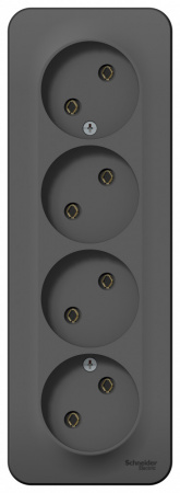 Розетка BLANCA наружная четырехпостовая, без заземления, без шторок, с изолирующей пластиной, 16А, 250В, антрацит Systeme Electric BLNRA000416