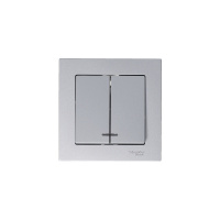 Выключатель двухклавишный ATLASDESIGN с подсветкой схема 5а 10АХ механизм алюминий Systeme Electric ATN000353