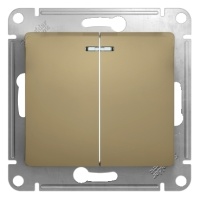 GLOSSA Выключатель двухклавишный с подсветкой в рамку титан схема 5а Systeme Electric GSL000453