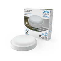 Светильник светодиодный ДБП 24 Вт 6500К 1980 лм 160-260В IP65 D210х52мм круглый Пластик ЖКХ Elementary Gauss GAUSS 126411324
