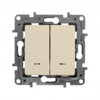 ETIKA Выключатель двухклавишный с подсветкой слоновая кость безвинтовые зажимы 10АХ Legrand/Daccord 672304